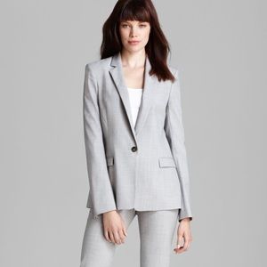 Theory Grey Single Button Dancey Wool Blazer